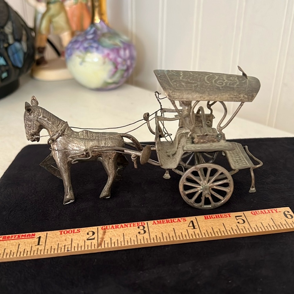Antique Asian Silver horse and carriage